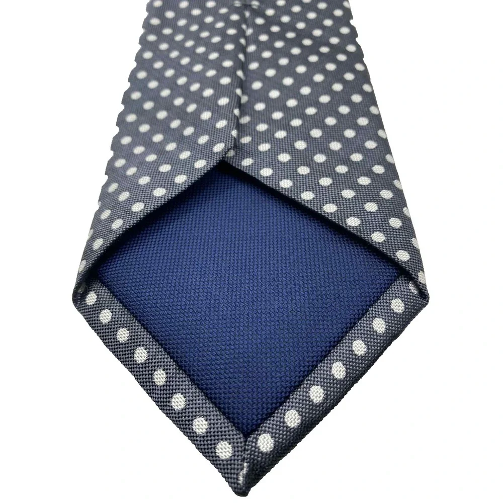 CHARLES TYRWHITT Men's 100% Silk Skinny‎ Necktie Designer POLKA DOT Gray/White